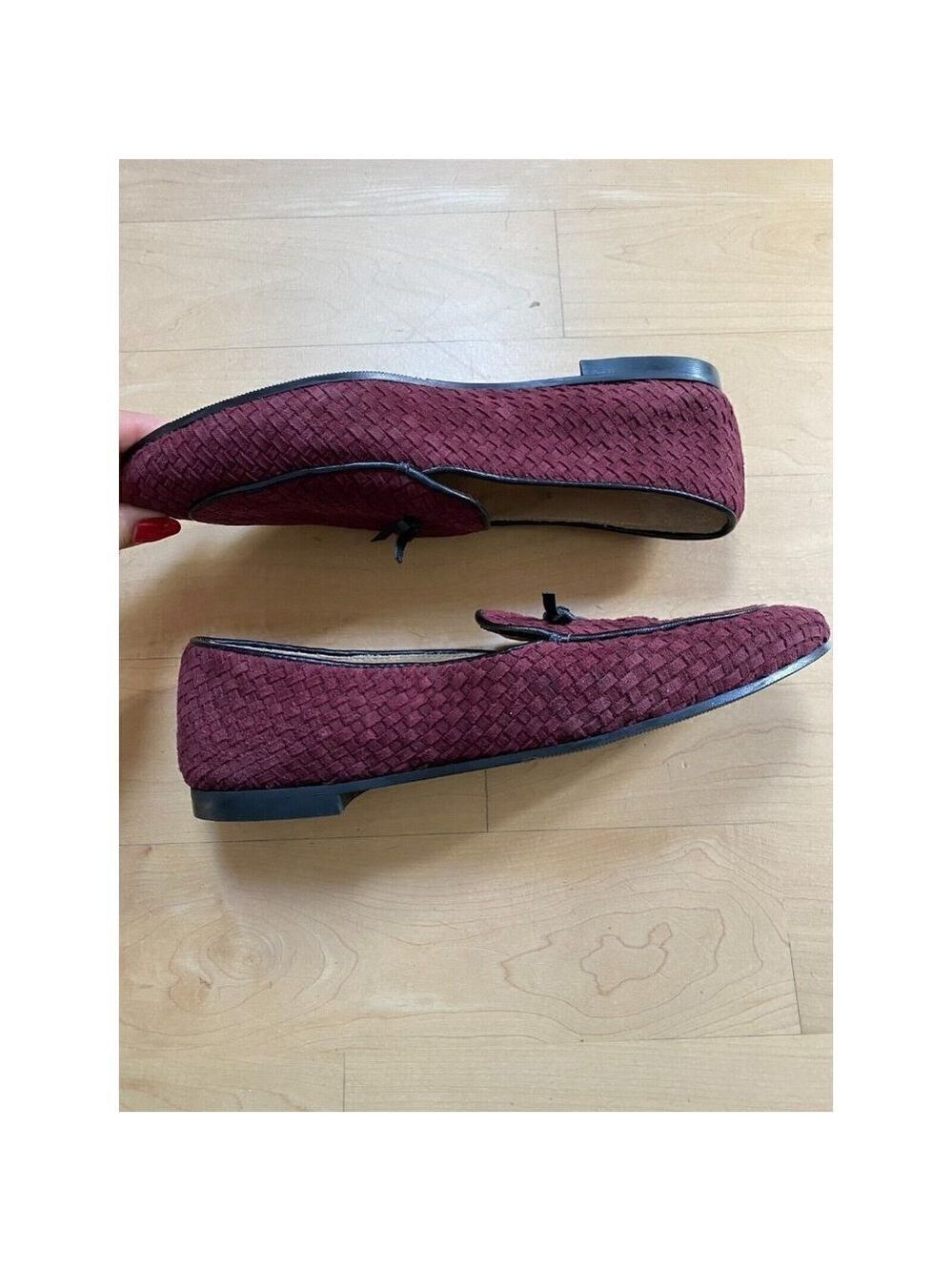 Ron White Women Burgundy basket weave Cashmere Suede Loafer - Picture 8 of 8